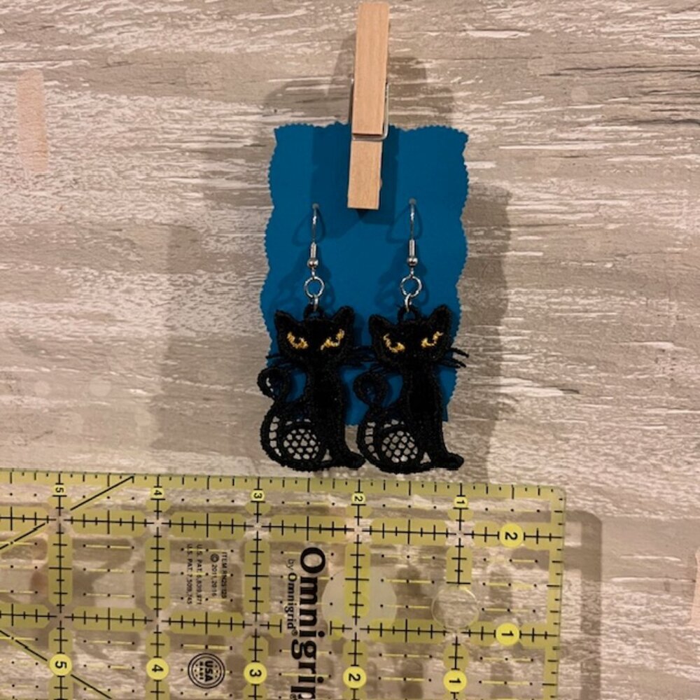 Homemade Black Cat Lightweight Lace Earrings - Picture 5 of 6